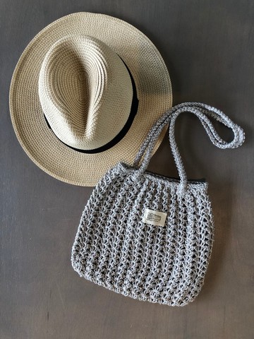 手工編織包 肩背包 手提包 鏤空包 側背包 - 灰系靜語鏤空包