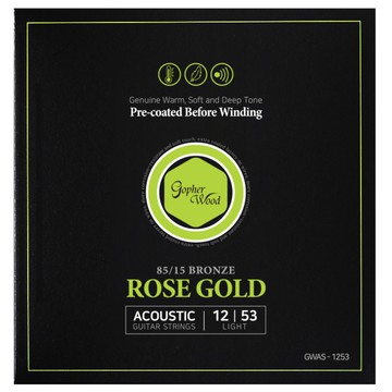 Gopherwood RoseGold 玫瑰金 85/15 鍍膜民謠吉他弦 GWAS-1253  1套