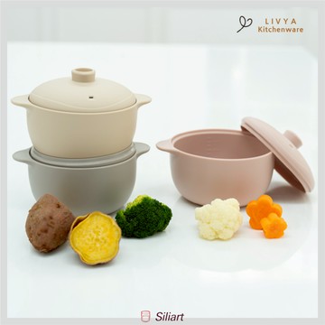 [LIVYA] 韓國製造鉑金矽膠蒸鍋微波嬰兒食品容器 – 450ml / 800ml / 1300ml