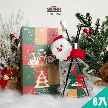 QIDINA 6入-聖誕狂歡硅藻土聖誕樹香氛擴香瓶 /聖誕禮物 交換禮物 送禮物 生日禮物 聖誕節禮物