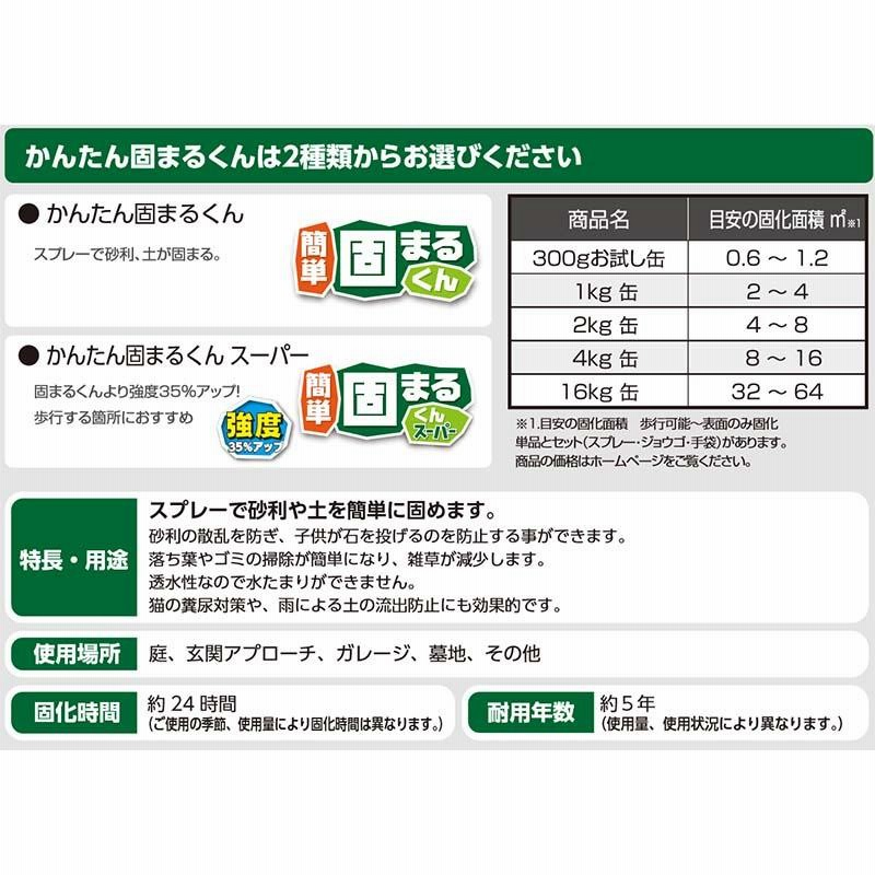 かんたん固まるくん 4kg缶セット 庭の砂利・土を固める接着剤 スプレー 土 砂利 樹脂など アーバンテック 代引不可 | LINEブランドカタログ