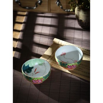 景德鎮純手工掐絲琺瑯彩主人杯內繪荷花茶杯單杯女個人專用品茗杯