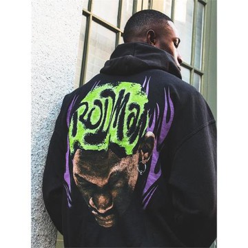 綠頭羅德曼創意印花籃球美式oldschool復古風連帽衛男女外套上衣