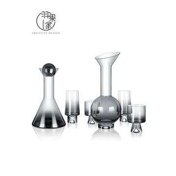 現代簡約輕奢風水晶玻璃洋酒瓶酒具裝飾威士忌紅酒酒杯酒器儲酒瓶