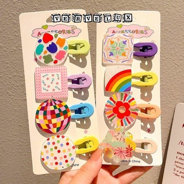 两件9.9折🔥臺灣出貨🔥可開發票✅髮夾女兒童側邊夾子頭飾髮卡不傷發頭飾可愛卡通鴨嘴夾髮飾彩色夏