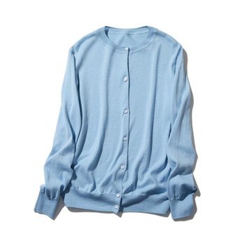 任何時刻，穿搭的救星！時尚兼具防曬功能～100%純棉 輕薄開襟衫 嬌嫩亮藍色 220504-5