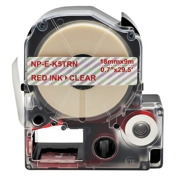 NEXTPAGE 台灣榮工 副廠標籤帶 適用於 EPSON 標籤機 LK-5TRN  透明底紅字  18mm