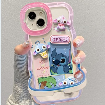 波浪邊隱形雙支架 適用蘋果18 17 16pro手機殼iPhone15卡通 外星公仔13/12防摔11保護殼