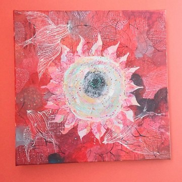 向日葵牆面藝術 壓克力原畫【地上的太陽】wallart Sunflower Acrylic painting on canvas