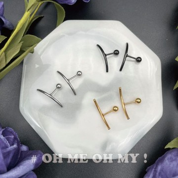 B01-2/現貨/圓弧線條耳骨鋼耳環/人體穿刺/男耳環/小耳朵/耳窩/陷阱妹/不鏽鋼耳環/鎖珠耳環/可以洗澡用