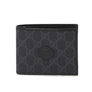 GUCCI 古馳 Interlocking G 互扣式雙G 皮革 雙夾 可拆卸卡片夾 皮夾 短夾 黑色 723171