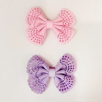 英國Ribbies典雅洞洞蝴蝶結-淺粉/淺紫