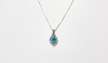 磷灰石復古項鍊 925純銀 手工鑲嵌