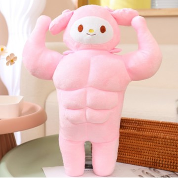 搞怪整人腹肌抱枕【NOFUN 整人玩具】 NOFUN  爆款腹肌抱枕毛絨玩具  玩偶抱枕 腹肌抱枕 50cm - 粉色美樂蒂