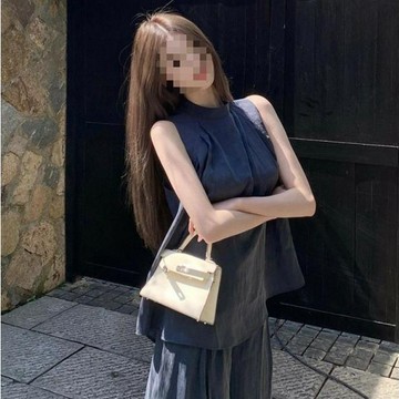 洋裝日韓係 新中式新款夏裝韓係高級感減齡運動休閒無袖上衣闊腿褲兩件套