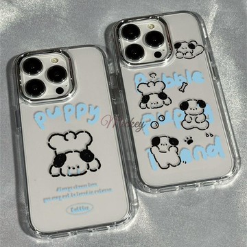 保護殼.線條小狗iPhone15promax手機殼蘋果14/13金屬按鍵12/11防摔xs/8p