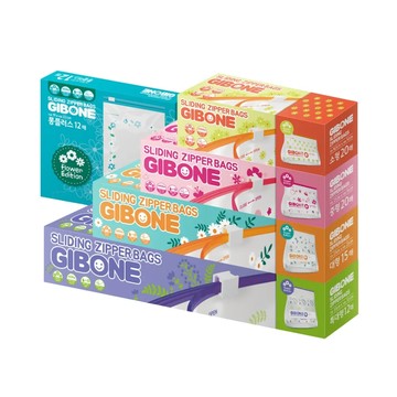 富琳嚴選-韓國GIBONE可愛花朵拉鍊式 立體保鮮夾鏈袋 4入組(包含:S號*1盒+M號*1盒+加長*2盒)