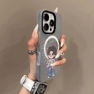 免運+隔日🚚Magsafe磁吸手機殼 Q版綵帶蔡徐坤 蘋果17promax 16 15plus14 13 1211防摔