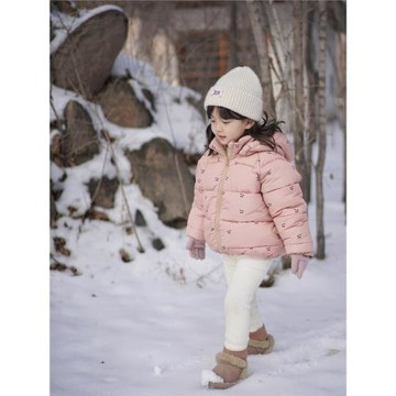 AnnieGirl女童ins爆款甜美櫻桃印花保暖棉服連帽羽絨棉棉衣外套