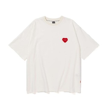 日本限定 水洗毛絨愛心刺繡 Tee / 白色 白色-M號