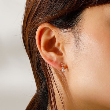 raindrop PG ─ 閃耀透明水滴 Looop Fit Earring 粉紅色金