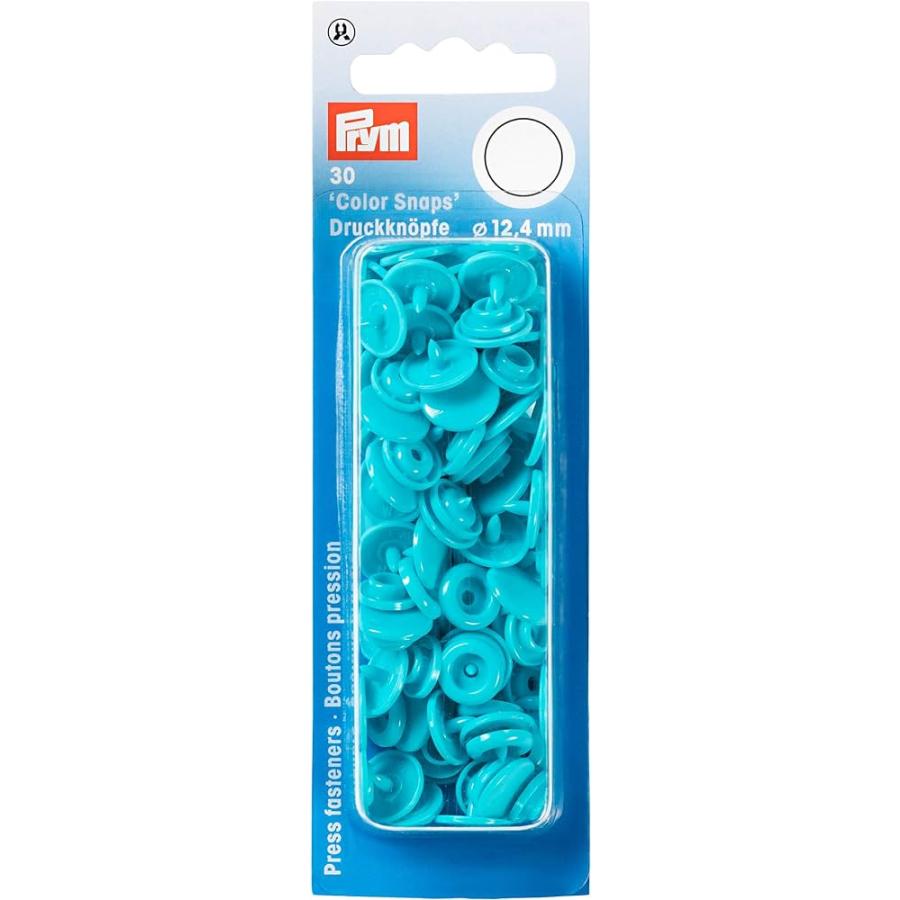 《Prym》プリム・スナップ・プラスチックカラーボタン（ホック）　ターコイズ　丸型 12.4mm／30セット入り　リフィール　393146