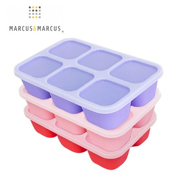 【MARCUS&MARCUS】矽膠分裝保存盒 3入組(粉紅豬＋紅獅子＋紫鯨魚)