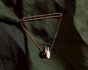 美國Swank品牌古董 母貝保齡球造型 吊墜領帶夾