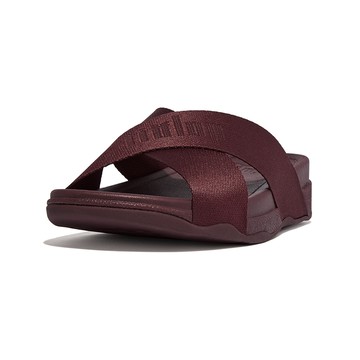 FitFlop SURFER WOVEN-LOGO WEBBING CROSS SLIDES編織LOGO交叉涼鞋-男(葡萄紫)