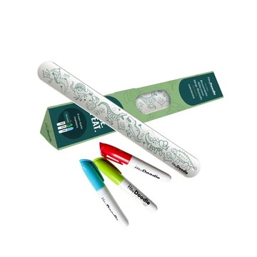 【海夫健康生活館】泓天國際 澳洲 HeyDoodle 創意塗鴉矽膠拍拍手環 恐龍樂園123 雙包裝