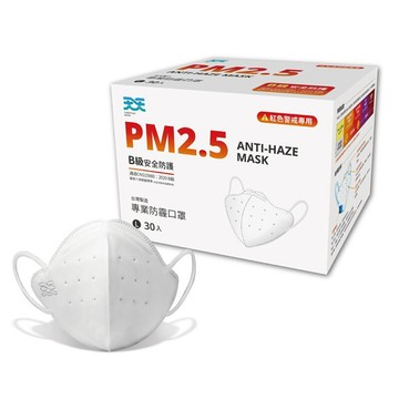 【大宗採購用】PM2.5防霾口罩_B級防護30入_白色*60盒