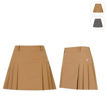 【FILA】女性 GOLF 平織短裙-卡其 5SKZ-6133-KK