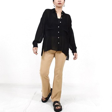 CARMEN SHIRT 黑色小透視 隨性寬鬆襯衫