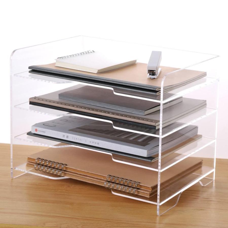 Paper Organizer Tray, Acrylic File Storage for Desk, Enlarged Tiers Trays