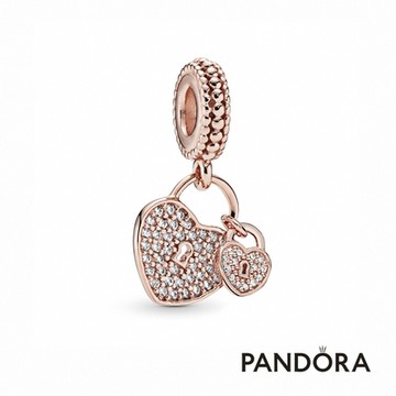 【Pandora官方直營】密鑲愛心掛鎖吊飾-絕版品
