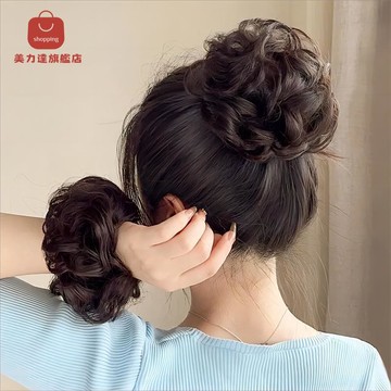 免運/公司貨 假髮 假發發圈全真發丸子頭盤發后腦勺發包蓬松花苞頭新娘低丸子卷發圈 可開發票 全館五折 工廠現貨直銷 新品特價 d1115