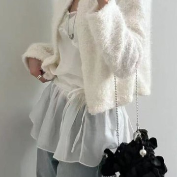 韓國chic夏季減齡小眾復古氣質抽繩收腰薄款疊穿吊帶連衣裙短裙女