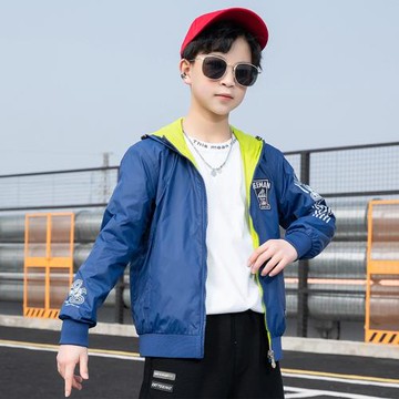 GILE男童春裝外套2022兒童春秋季加絨加厚風衣中大童夾克上衣
