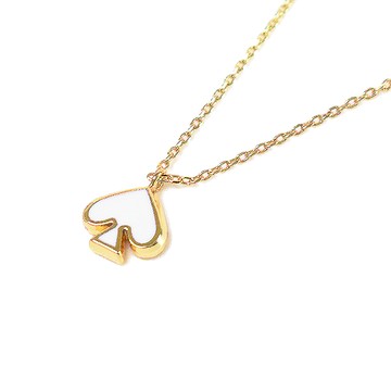 KATE SPADE 琺瑯桃心鎖骨鍊-白色