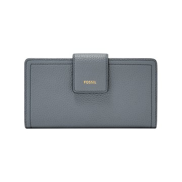 Logan 真皮扣式RFID防盜中長夾-藍色 SL7830450