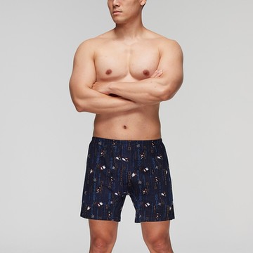 DADADO-忍者駭客 4L印花四角男內褲(深藍) 天然絲光棉-吸濕排汗-GHQ333DB