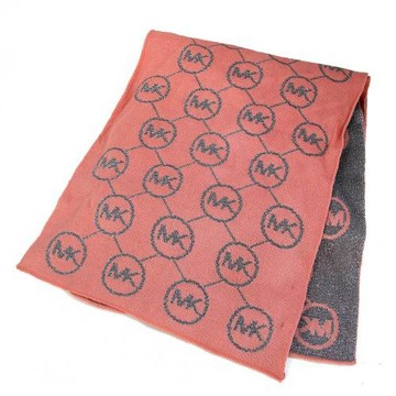 MICHAEL KORS 圓標LOGO絲圍巾(粉灰銀)