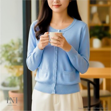 【INI】四季可穿、舒適實穿針織外套．水藍色