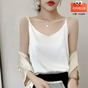 【美背小眾】吊帶背心 女裝背心 內搭背心 吊帶衫 絲綢緞面 V領短款 修身顯瘦 春夏新款 設計感內搭