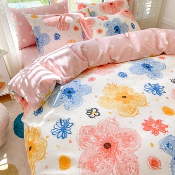 四件套純棉全棉100親膚可裸睡四季通用家用床單被套加厚床上用品4