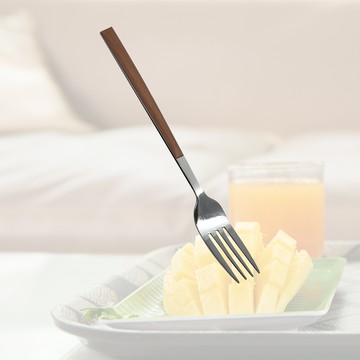 日本進口仿木紋柄不鏽鋼大叉子