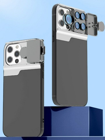 蘋果iphone15/14/13/12Pro Max五合一鏡頭手機殼長焦微距外接魚眼微距攝像頭保護殼顯微鏡高清拍照專業濾鏡