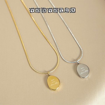 两件9.9折🔥臺灣出貨🔥可開發票✅韓系鈦鋼字母不規則圓牌毛衣鏈簡約氣質吊墜鎖骨項鍊女小衆設計感