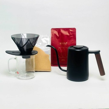 (附發票現貨) 瓦莎咖啡 泰摩700ml手沖壺+Hario V60白色陶瓷有田燒手沖咖啡壺組 瓦莎半磅咖啡豆隨機