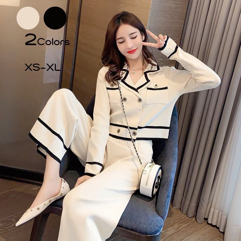 ニットセットアップ レディース ゆったり Vネックニットトップス ニット ワンとパンツ セットアップ 韓国風お洒落 秋冬 配色セーター カジュアル 通販 Lineポイント最大0 5 Get Lineショッピング